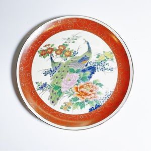 VTG Satsuma Japanese Colorful Plate Peacock Plate 10.5”